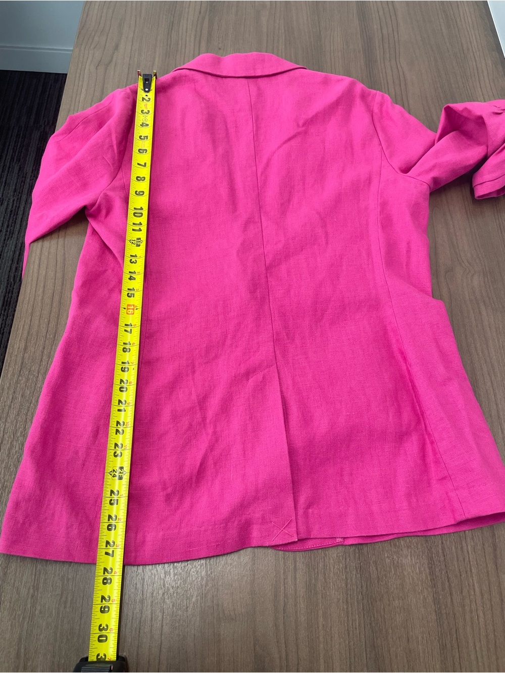 Michael Kors Women’s Fuchsia 3/4 Sleeve Linen Boyfriend Blazer Jacket size 12 - Picture 7 of 9